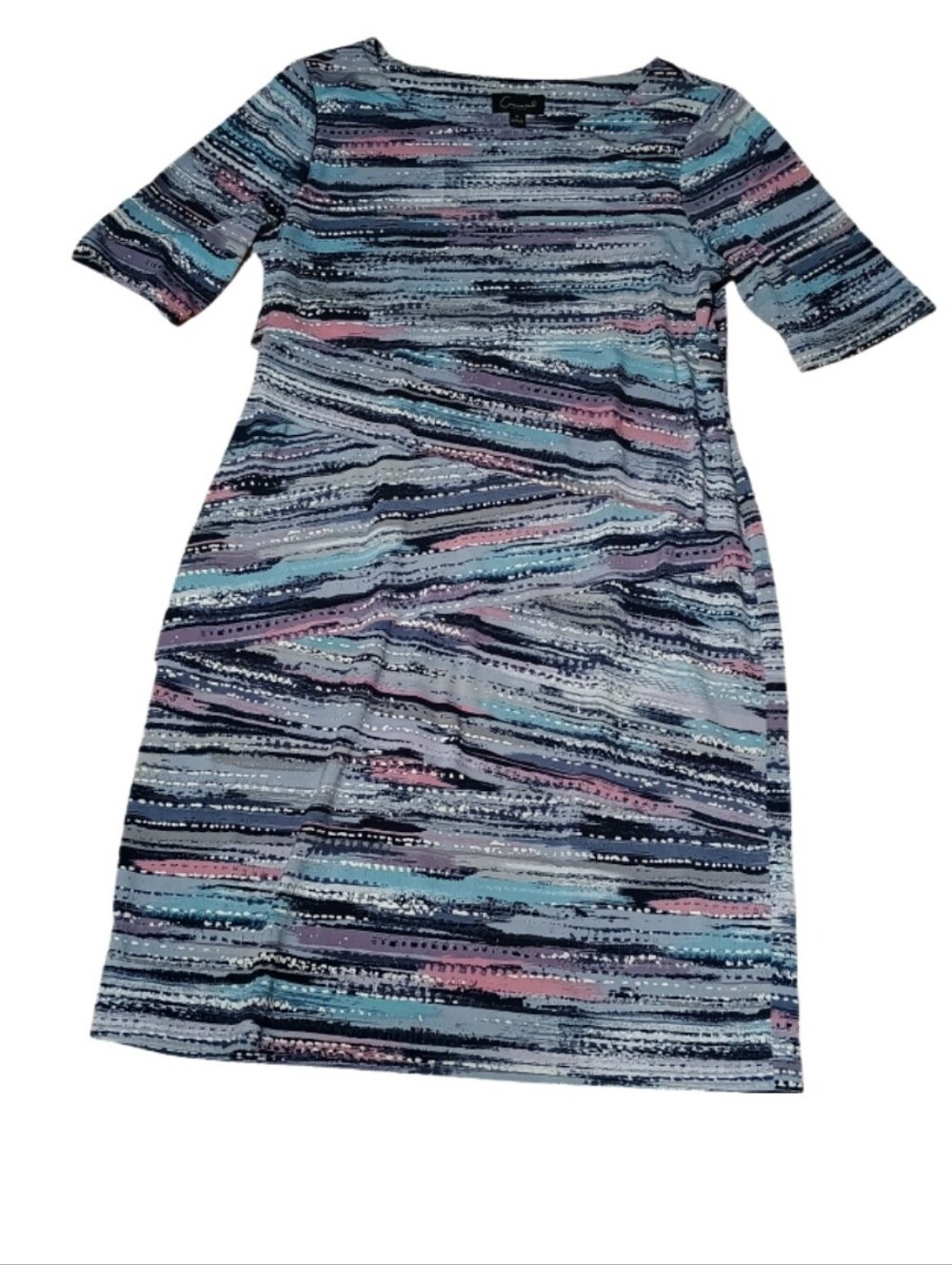 Connected Apparel Multicolor Striped Shift — Navy, Pink & Gray